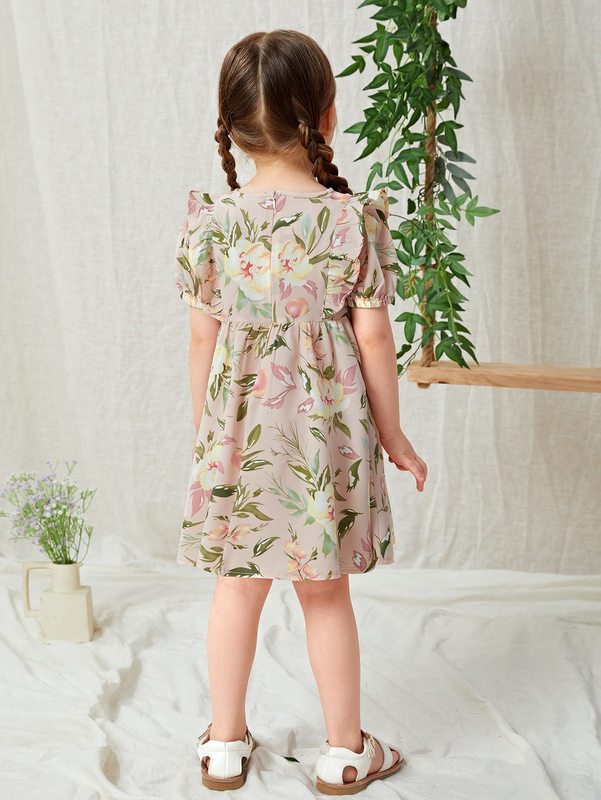 Toddler Girls Floral Print A-line Dress SHE