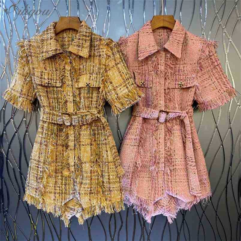 Plaid Tassel Jumpsuit For Women Lapel Short Sleeve High Waist With Sashes Loose Playsuits Female Fashion Style 210525, Beige
Plaid Tassel Jumpsuit For Women Lapel Short Sleeve High Waist With Sashes Loose Playsuits Female Fashion Style 210525, Beige