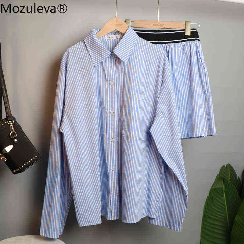 Mozuleva Women's Summer Two-piece Home Suit for Spring / Autumn Thin Long-sleeved Cotton Pants Pajamas Women Autumn Cotton Suit 211109