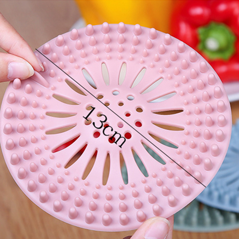 4 Colors Silicone Filter Strainers Bathroom Drain Sink Cover Hair Filters 13CM Household Kitchen Cleaning Tools Free shipping