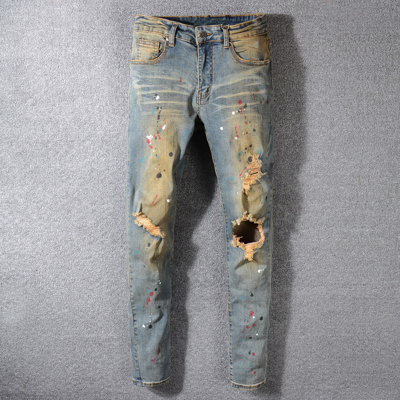 2021 New Moda Streetwear Lavagem Retro Slim Fit Pintura Designer De Rasgado Calas Dos Homens Impressos Destrudo Cala Jeans Hip 8fad, Retro color
2021 New Moda Streetwear Lavagem Retro Slim Fit Pintura Designer De Rasgado Calas Dos Homens Impressos Destrudo Cala Jeans Hip 8fad, Retro color