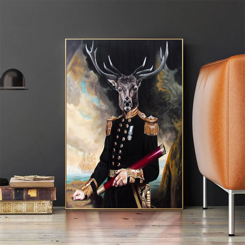 Abstract Deer Poster Canvas Painting Jazz Wall Art Pictures For Living Room Decoration Modern Home Decor Noble Animal Cuadros