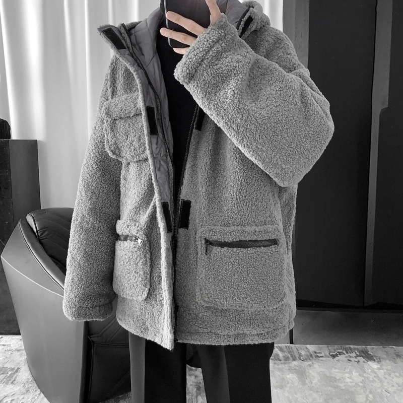 2021 New Winter Plus Cotton Thick Lamb Wool Jacket Men's Parka Warm Fashion Casual Hooded Men Loose Korean Short Coat Mens Clothes Uk9m, Black
2021 New Winter Plus Cotton Thick Lamb Wool Jacket Men's Parka Warm Fashion Casual Hooded Men Loose Korean Short Coat Mens Clothes Uk9m, Black