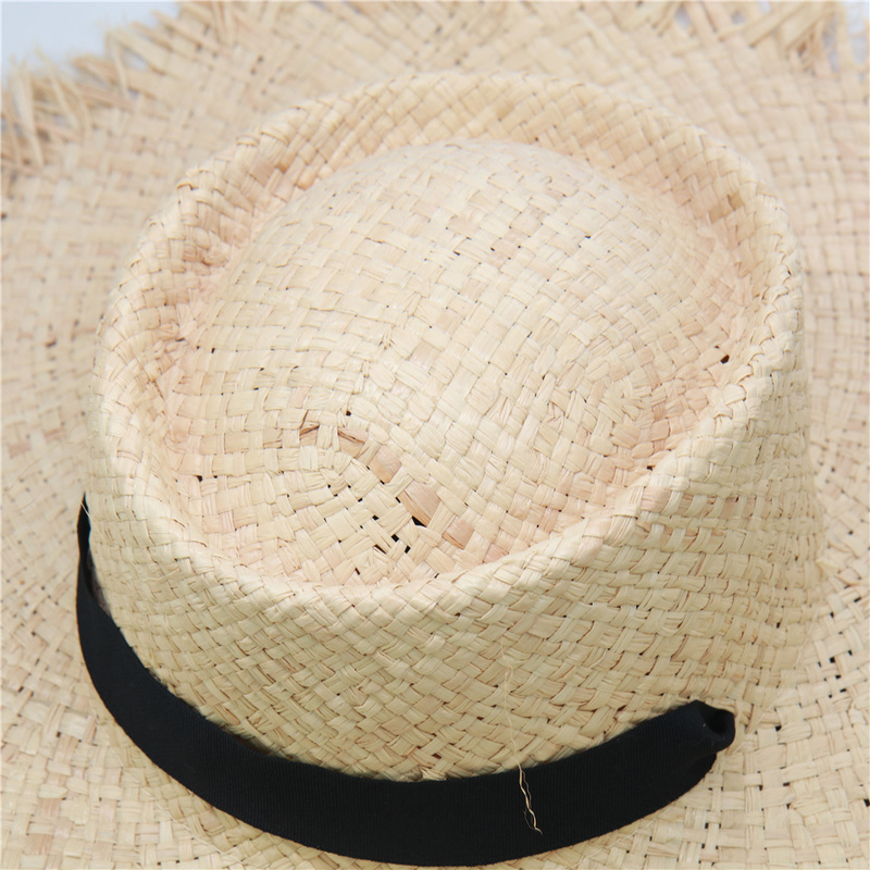 long ribbon raffia beach hast for women windshield decoration summer straw hat wholesale drop 220312