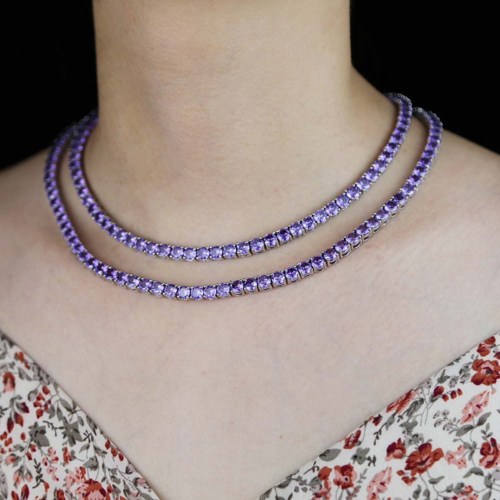 Iced Out Bling AAAA Zircon 5mm Tennis Chain Necklace Women Men Hip Hop Fashio Jewelry Gold Silver Color Pink CZ Choker Necklaces wholesale