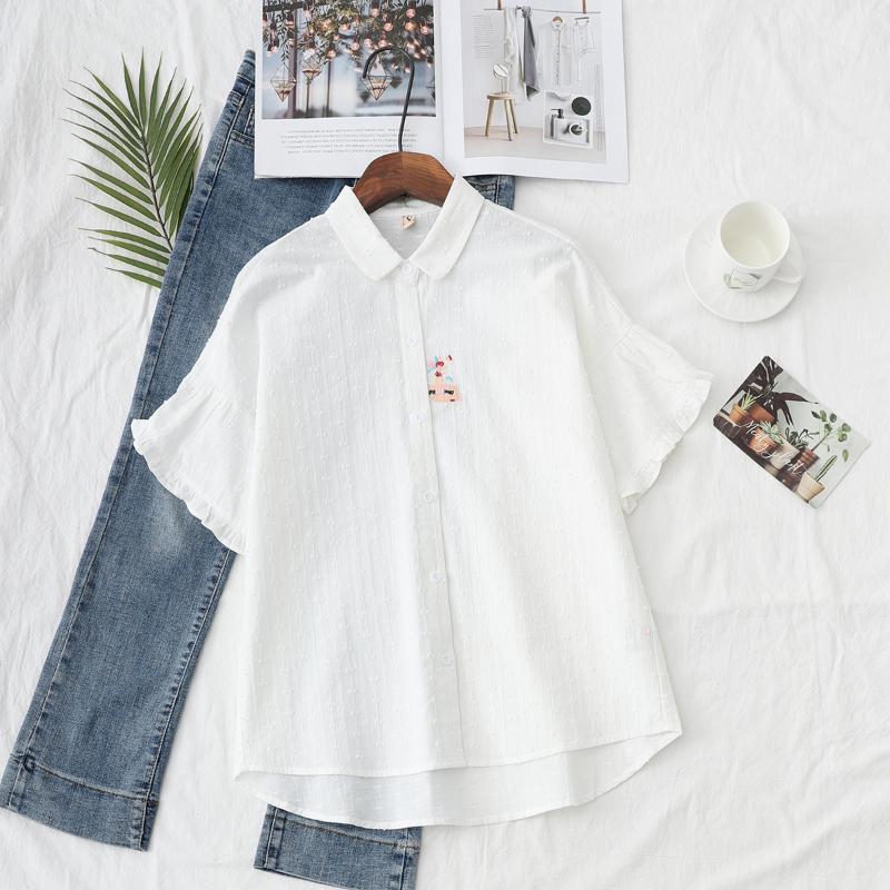 Women' Blouses & Shirts Women Summer Sweet Cotton Casual Turn-down Collar Short Sleeve Patch Floral Embroidery Female Loose Shirt To, Green
Women' Blouses & Shirts Women Summer Sweet Cotton Casual Turn-down Collar Short Sleeve Patch Floral Embroidery Female Loose Shirt To, Green