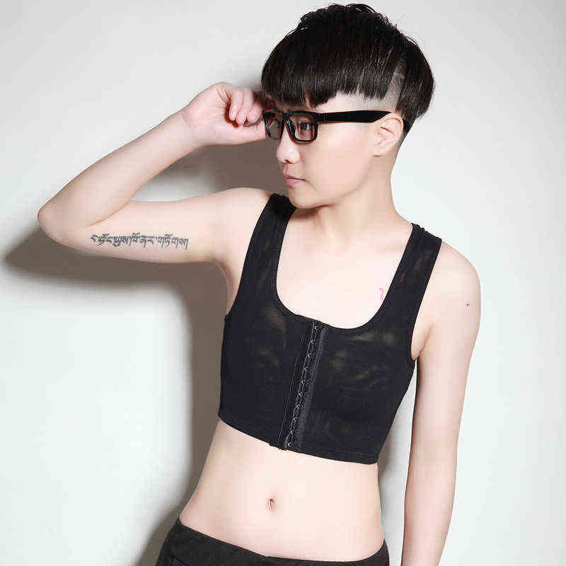 Ruoru Tomboy Chest Binder Les Lesbian Casual Breathable Binder Trans Tank Top Vest Tomboy Binder Bra Plus Size Buckle Short 211112