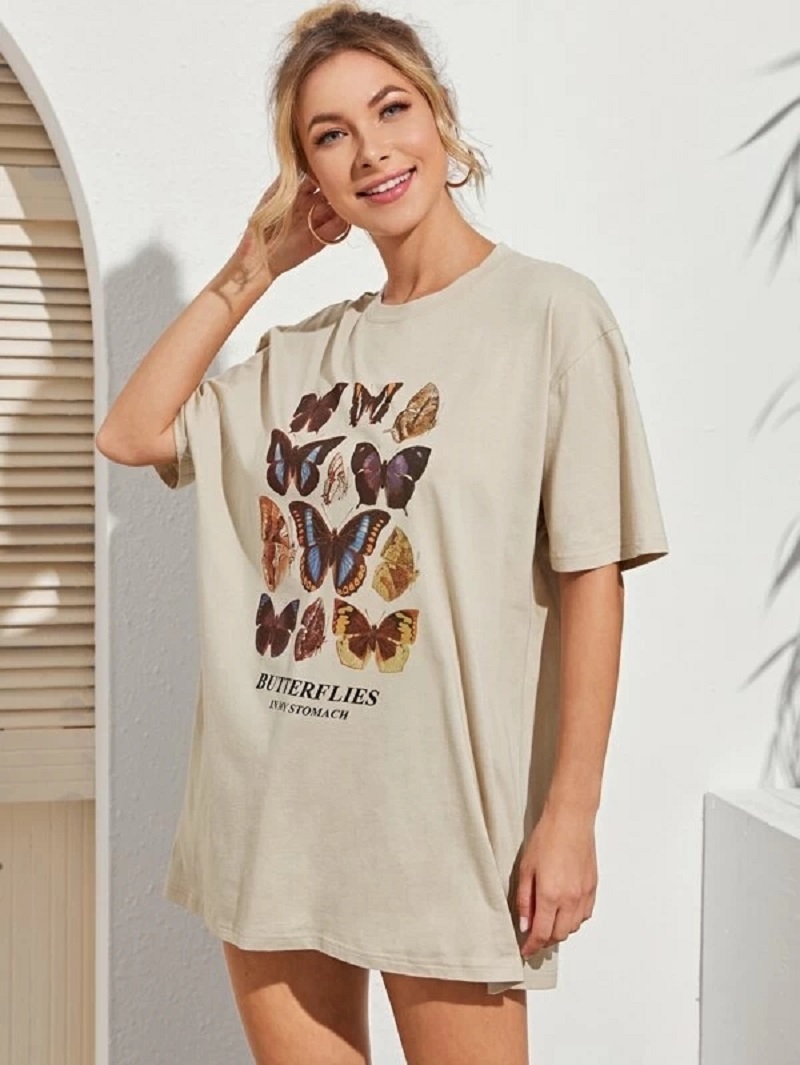 New Butterfly in My Stomach Graphic Tee Retro Style Vintage Female Tees Harajuku Hipster Cute Korean Style Women T-Shirt 210306
