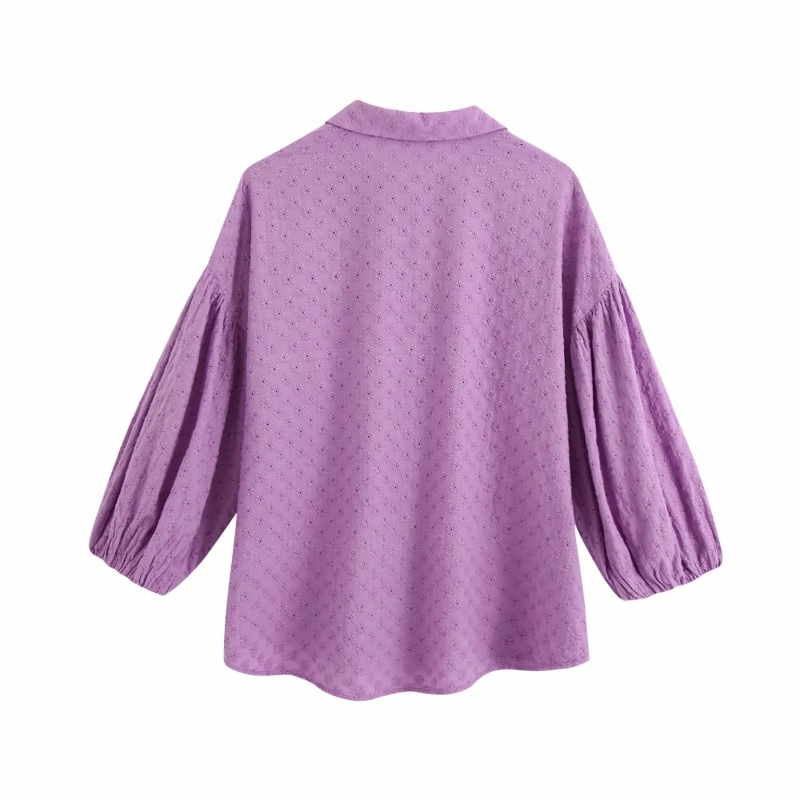 Women Flower embroidery Lantern Sleeve Shirts Smock Femme Peter pan Collar Blouse Casual Lady Loose Tops Blusas S7838 210225