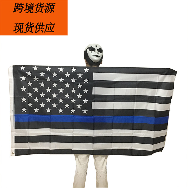Polyester screen printed 90 * 150cm blue stripe flag American blue stripe police flag
Polyester screen printed 90 * 150cm blue stripe flag American blue stripe police flag