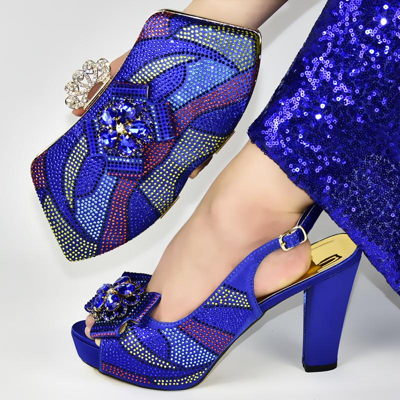 Fuchsia Color Ladies Italian Shoes and Bag Set Decorated with Rhinestone Italian Shoes with Matching Bags Wedding Party