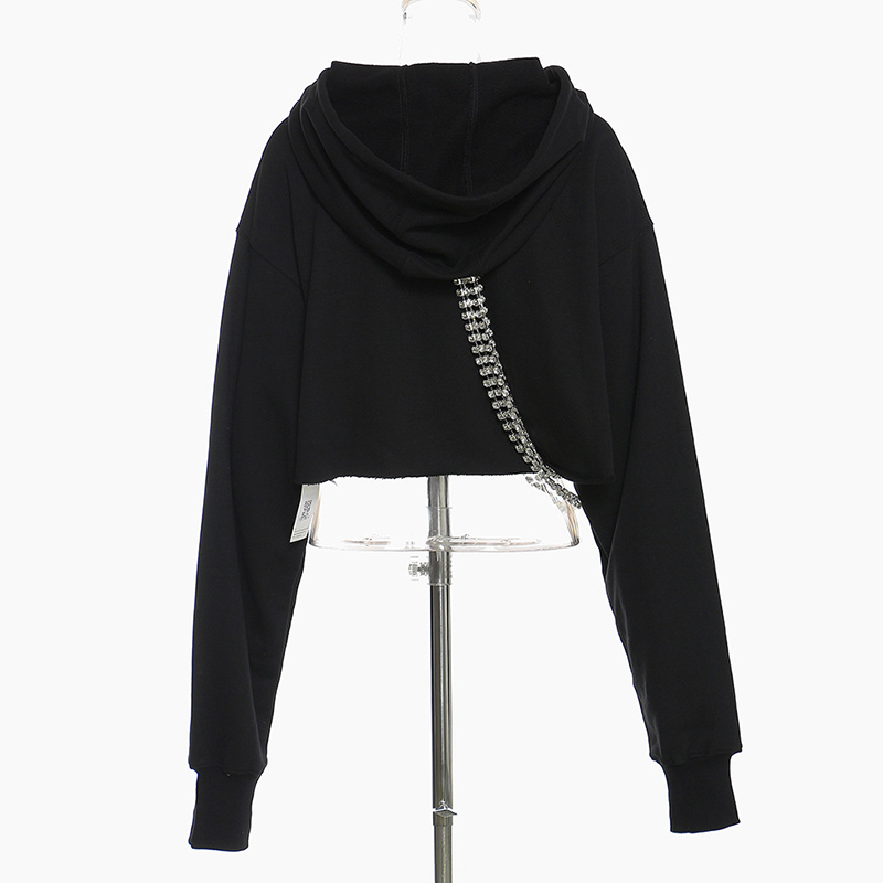 Patchwork Chain Diamond Sweatshirt For Women Hooded Collar Long Sleeve Short Tops Female 2021 Fall Fashion New Tide, Black
Patchwork Chain Diamond Sweatshirt For Women Hooded Collar Long Sleeve Short Tops Female 2021 Fall Fashion New Tide, Black