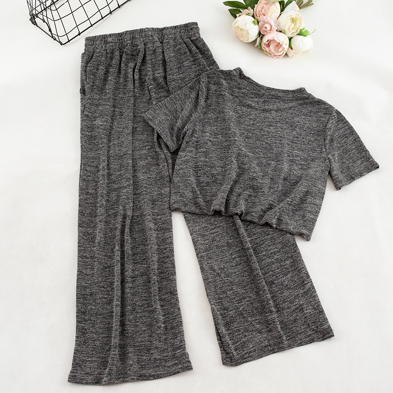New Women's Sets Shortsleeved Tshirt High Waist Loose Show Thin Fashion Broadlegged Casual Trouser Suit Women's Clothing T200817
