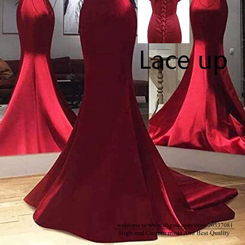 Backless Sweetheart Stain Red Mermaid Formal Evening Dresses Lace Up Cocktail Prom Party Gowns E24