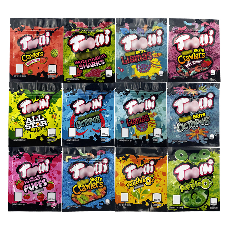 12 Design Mylar Bags Trolli Trrlli Errlli 600mg Resealable Edibles Packaging Bag Empty Sour Bites Crawlers Candy Zipper Pouch Strawberry Watermelon Octopus Yellow
12 Design Mylar Bags Trolli Trrlli Errlli 600mg Resealable Edibles Packaging Bag Empty Sour Bites Crawlers Candy Zipper Pouch Strawberry Watermelon Octopus Yellow