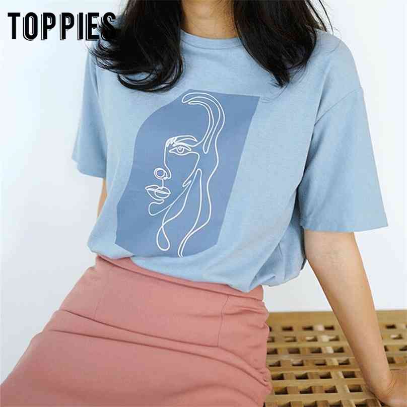 Toppies Abstract T-shirts Character Printing Women Tops Solid Color Summer white Cotton Tees harajuku clothing 210720, Light yellow
Toppies Abstract T-shirts Character Printing Women Tops Solid Color Summer white Cotton Tees harajuku clothing 210720, Light yellow