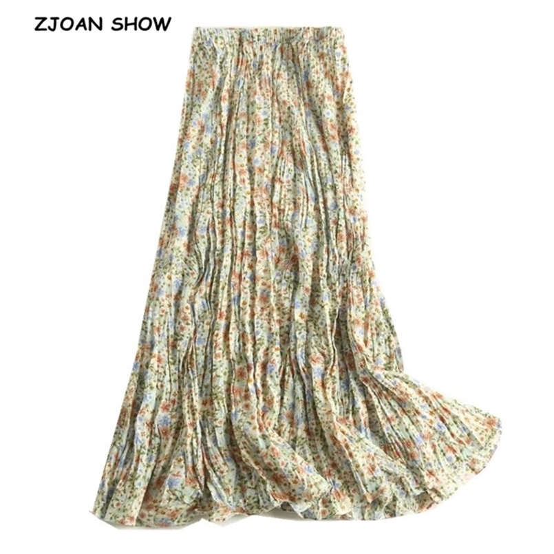 BOHO Green Floral print Rayon Wrinkle Long Skirt Holiday Women Elastic High Waist Ruched pleated Swing Skirts Beach 210702
BOHO Green Floral print Rayon Wrinkle Long Skirt Holiday Women Elastic High Waist Ruched pleated Swing Skirts Beach 210702