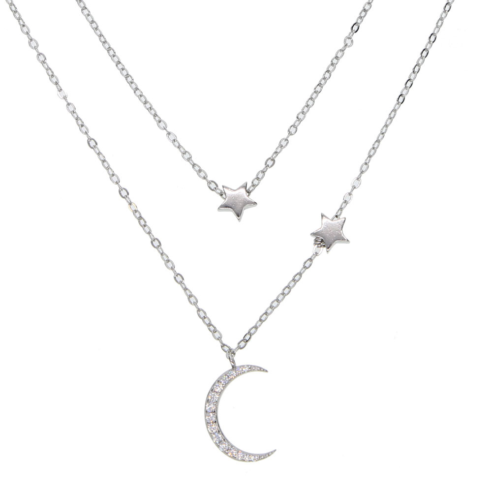 Christmas gift moon star necklace double layer chain layer 100% 925 sterling silver lovely classic moon star design jewelry Q0531
Christmas gift moon star necklace double layer chain layer 100% 925 sterling silver lovely classic moon star design jewelry Q0531