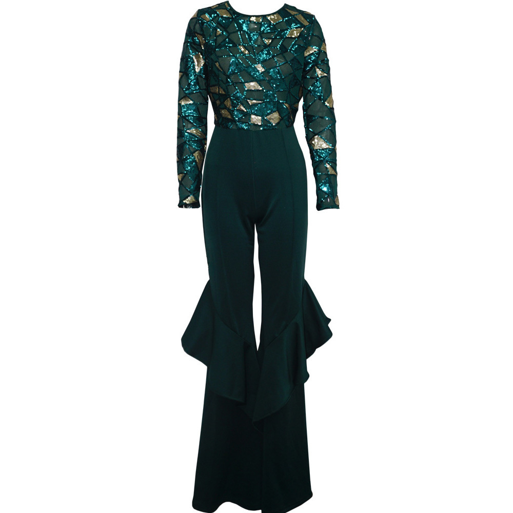 Mesh Sequin Jumpsuits For Women - Sparkly Party Club Rompers B2