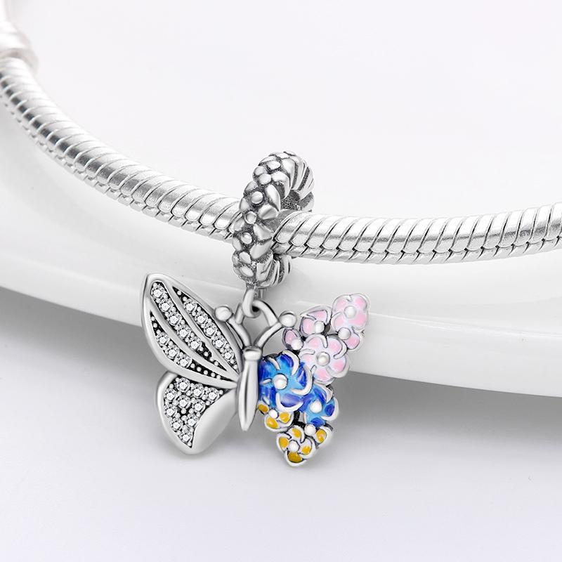 

Other Plata Charms Of Ley 925 Sterling Silver Flower Butterfly Beaded Fit Original Bracelet Ladies DIY Jewelry