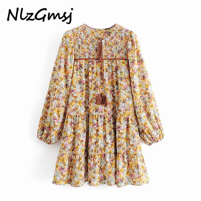 Dress Woman Floral Print Mini Women Casual Ruffle Puff Long Sleeve es Ladies Kawaii Ruched es 210628, As picture
Dress Woman Floral Print Mini Women Casual Ruffle Puff Long Sleeve es Ladies Kawaii Ruched es 210628, As picture