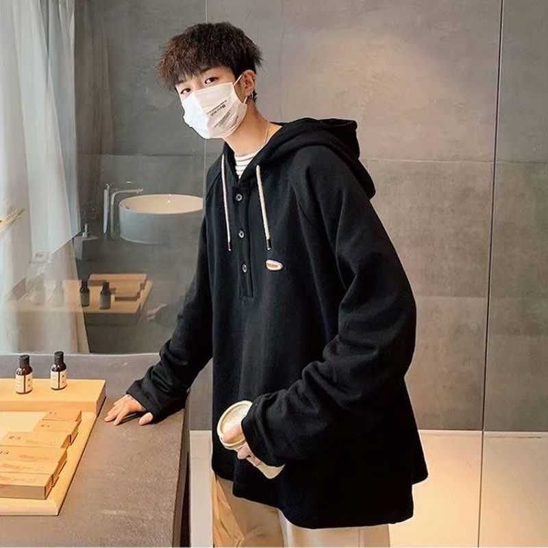 SS Hoodie Men's Hooded Hong Kong Style Korean Fashion Student Loose All-match Handsome Streetwear simple preppy sweatshirts 210526
