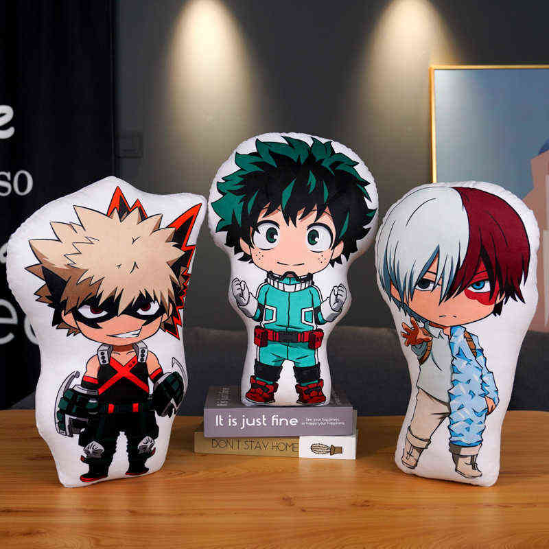 45cm My Hero Academia Plush Pillow Lovely Cartoon Anime Midoriya Izuku Bakugou Katsuki Todoroki Shoto Stuffed Soft Children Toy Y211119