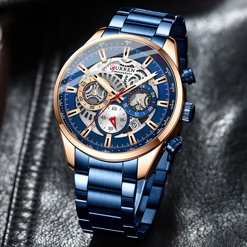 CURREN Mens Luxury Casual Quartz Wristwatches with Luminous hands Sport Chronograph Clock Stainless Steel Wrist Watches for Maleg, Blue watch
CURREN Mens Luxury Casual Quartz Wristwatches with Luminous hands Sport Chronograph Clock Stainless Steel Wrist Watches for Maleg, Blue watch