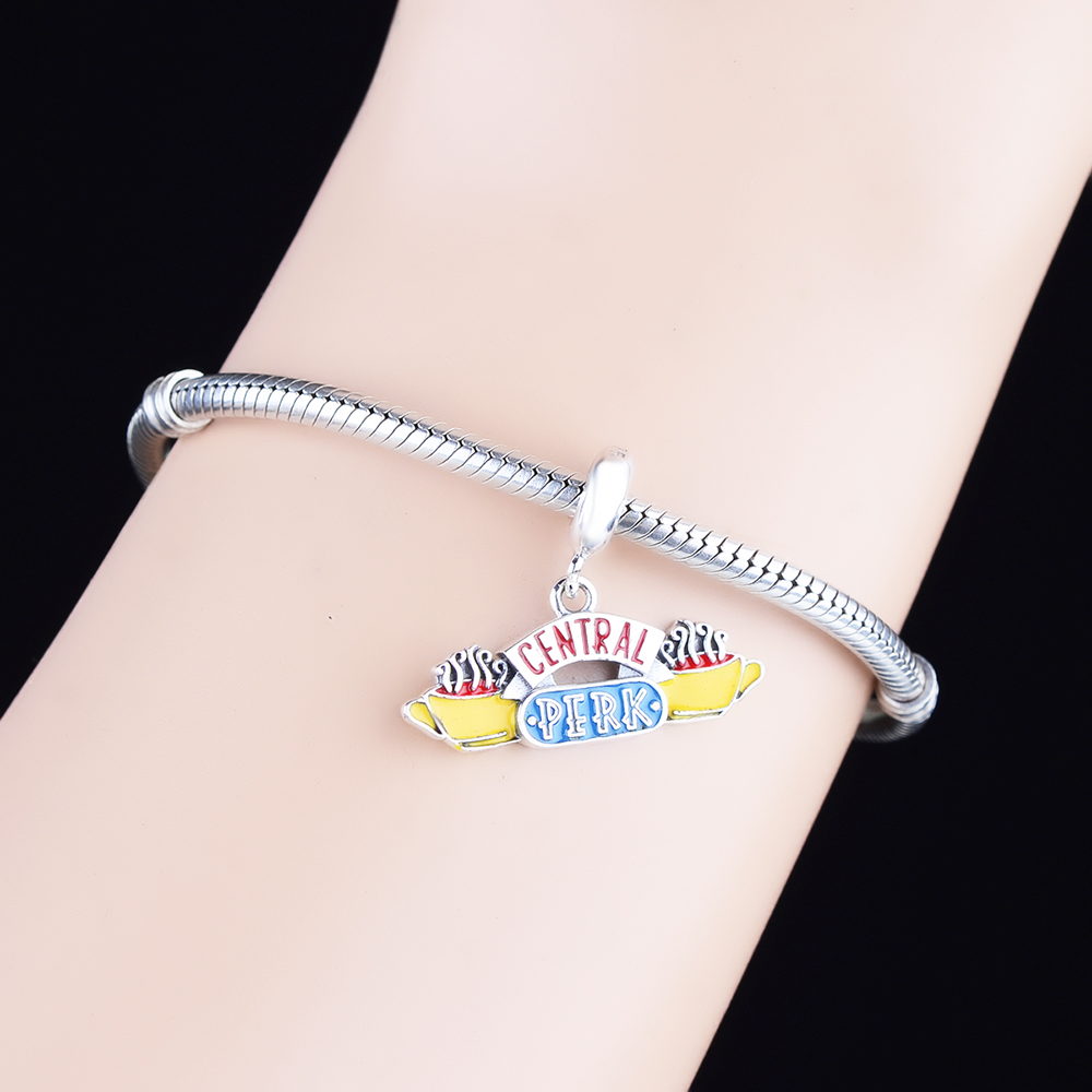 Fit Original Charm Bracelet 925 Sterling Silver Friends Pendant Central Perk Coffee Shop Bead For Making Women Retro Berloque