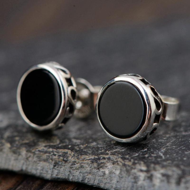 Stud Real Pure 925 Sterling Silver Earrings Plane Inlaid Natural Black Onyx Round Shaped Earings Women High Quality Jewelry, Golden;silver
Stud Real Pure 925 Sterling Silver Earrings Plane Inlaid Natural Black Onyx Round Shaped Earings Women High Quality Jewelry, Golden;silver