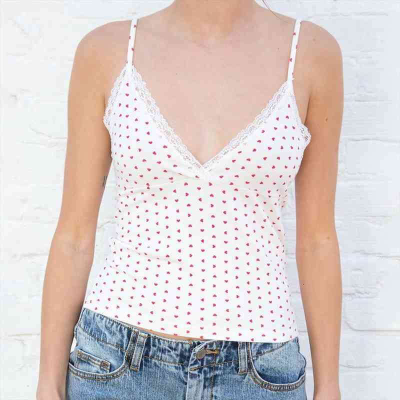 Heart Print Slim Cotton Tops Summer Sweet Ladies Sexy V Neck Lace Y2k Camis Blouses Women Vintage Cute Boho Crop, White
Heart Print Slim Cotton Tops Summer Sweet Ladies Sexy V Neck Lace Y2k Camis Blouses Women Vintage Cute Boho Crop, White