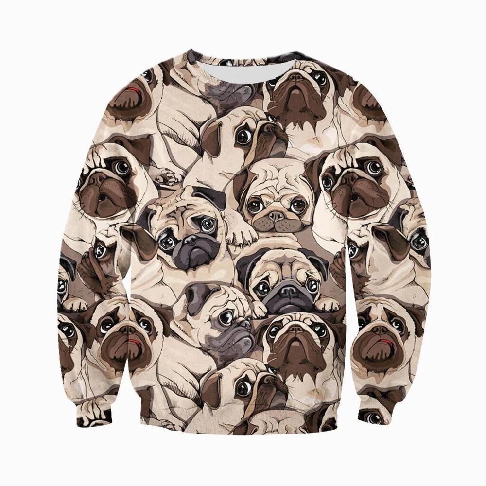 PLstar Cosmos Drop shipping Fashion Mens hoodies 3D Printed animal Cartoon Pug Hoodie Harajuku streetwear sudadera hombre 201020