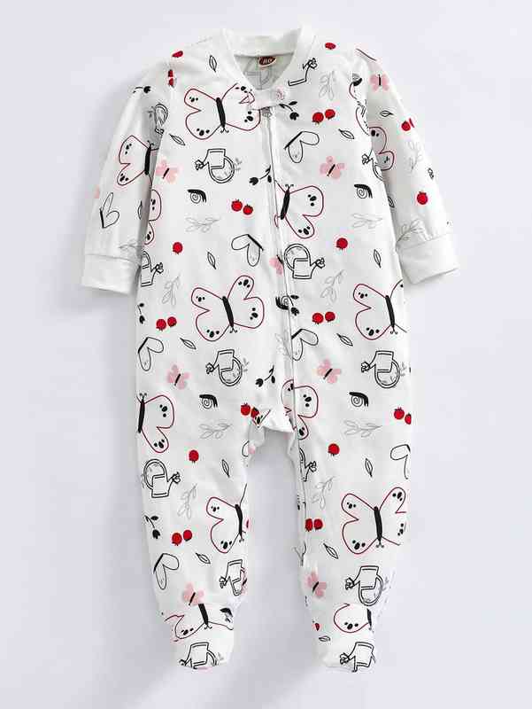 Baby 2pcs Striped And Cartoon Print Zipper Up Sleepsuit SHE