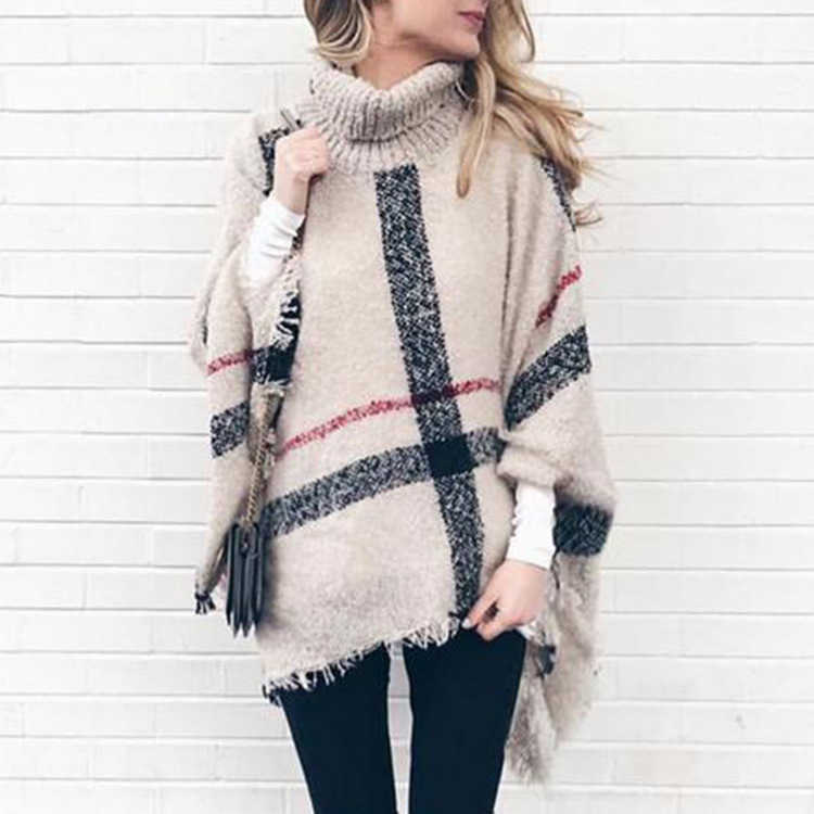 Womens Autumn Winter Turtleneck Sweater Loose Knitted Pullover Bat Sleeve Oversize Striped Casual Sweaters Pull Femme Hiver 210604