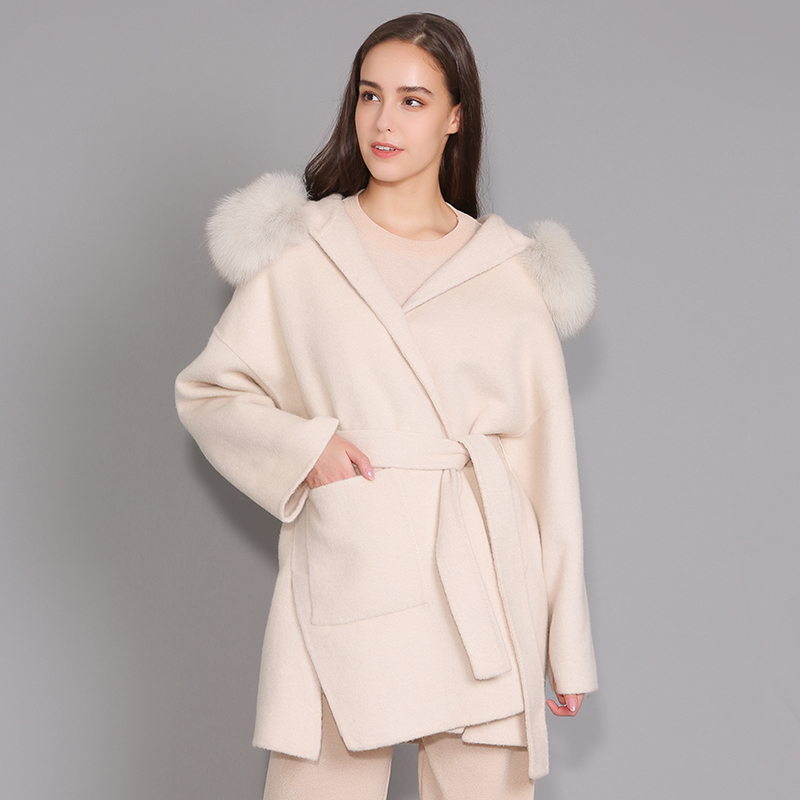 Cashmere Jacket Women Detachable Fox Fur Collar Wool Blend Coat and Jacket Belt Ladies Autumn Winter Cashmere Overcoat 210218, Beige short style
Cashmere Jacket Women Detachable Fox Fur Collar Wool Blend Coat and Jacket Belt Ladies Autumn Winter Cashmere Overcoat 210218, Beige short style