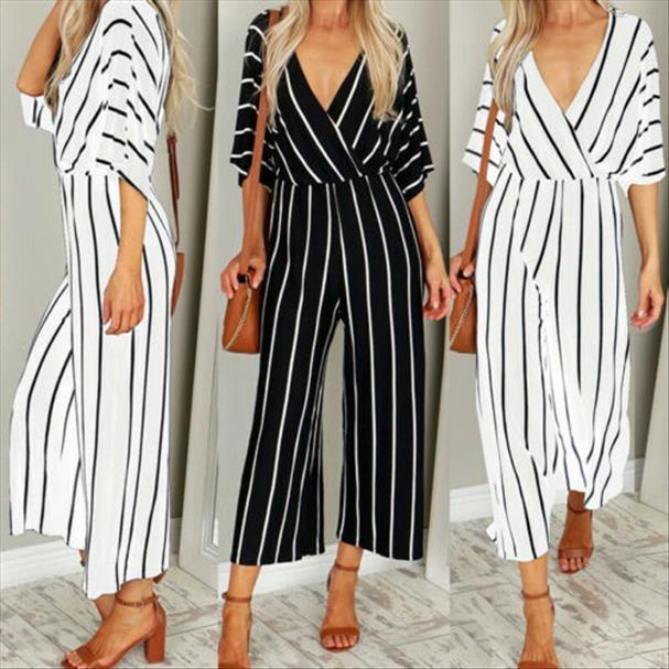 ol half sleeve striped womens jumpsuit loose baggy trousers overalls wide leg romper, Black;white
ol half sleeve striped womens jumpsuit loose baggy trousers overalls wide leg romper, Black;white