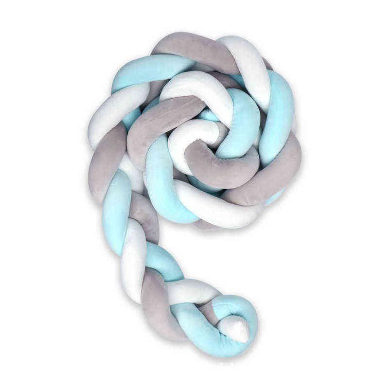 1M/2M/3M /4M Baby Bed Bumper Braid Knot Long Handmade Knotted Weaving Plush Baby Crib Protector Infant Knot Pillow Room Decor 211029