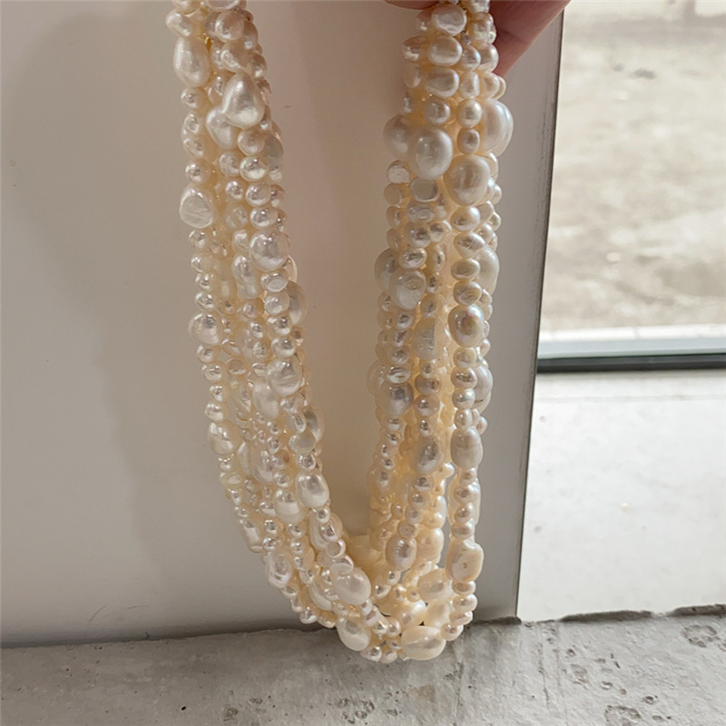 100% 925 Sterling Silver Mix Size Irregular Natural Freshwater Pearl Necklaces For Women Wedding Party Gifts Female Choker Neckace