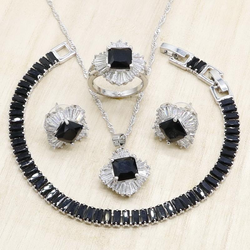 Wedding Jewelry Sets Geometric Black Cubic Zirconia Silver For Women Bracelet Necklace Pendant Earrings Ring Birthday, Slivery;golden
Wedding Jewelry Sets Geometric Black Cubic Zirconia Silver For Women Bracelet Necklace Pendant Earrings Ring Birthday, Slivery;golden