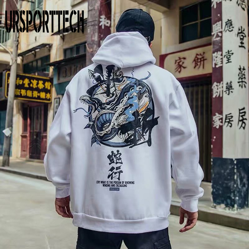 Hip Hop Mens Fleece Hoodie Japanese Streetwear Oversized Sweatshirt Men Women Warm Demon Hoodie Couple Harajuku Casual Hoodies 201020