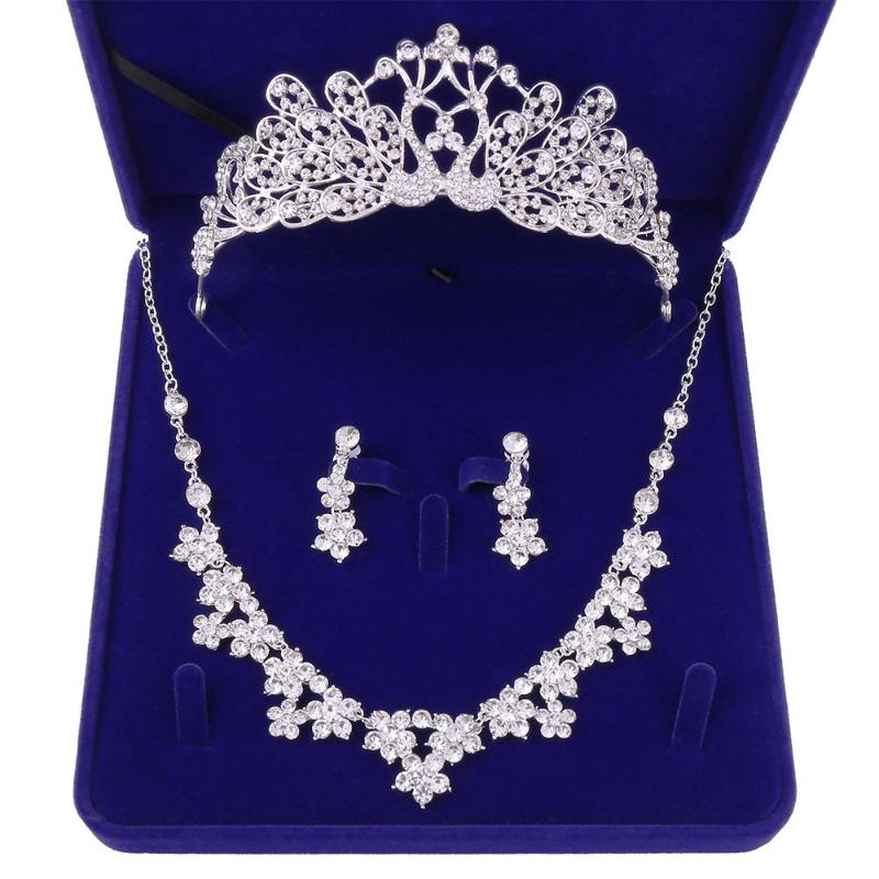 Earrings & Necklace Baroque Peacock Crystal Wedding Jewelry Sets For Bride Women Hair Accessories Rhinestone Tiaras Crown Bridal, Silver
Earrings & Necklace Baroque Peacock Crystal Wedding Jewelry Sets For Bride Women Hair Accessories Rhinestone Tiaras Crown Bridal, Silver