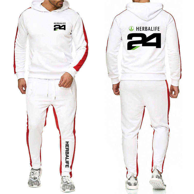 HERBALIFE 24 Printing Spring Autumn Man's 2021 New Sweatshirts Sweatpants Set Male Casual Customize Cotton Hoodie Trousers Suit G1217