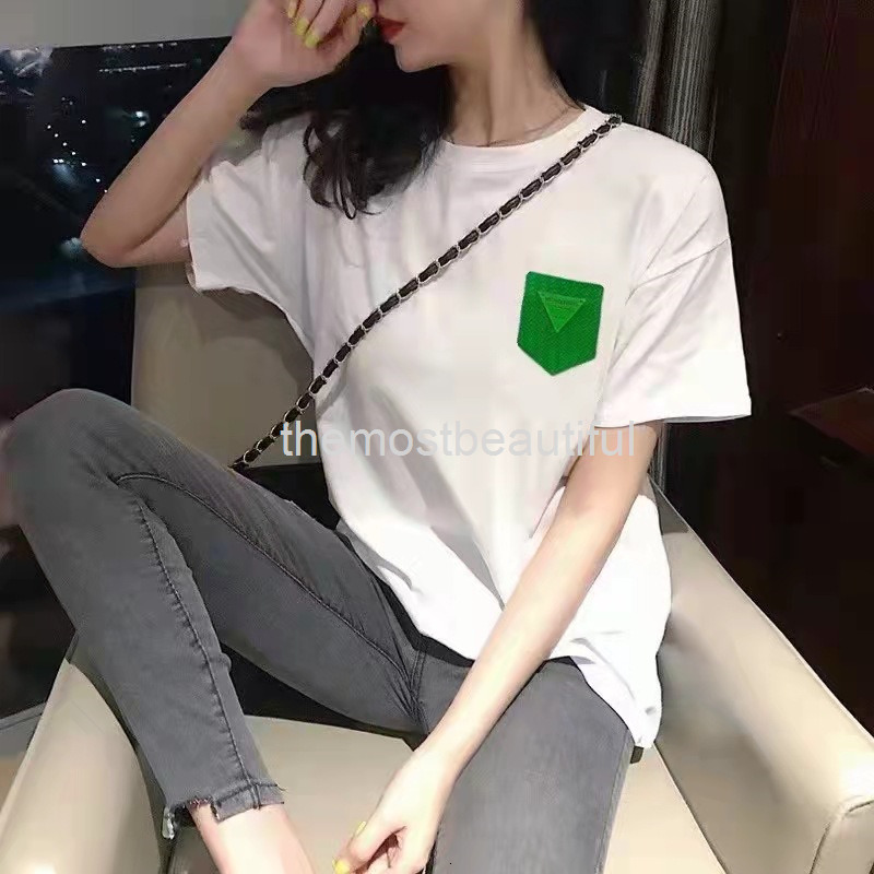 Women's T-Shirt Spring and summer bv triangle green top pocket loose casual letter printed short sleeved T-shirt women's fashion, Black
Women's T-Shirt Spring and summer bv triangle green top pocket loose casual letter printed short sleeved T-shirt women's fashion, Black