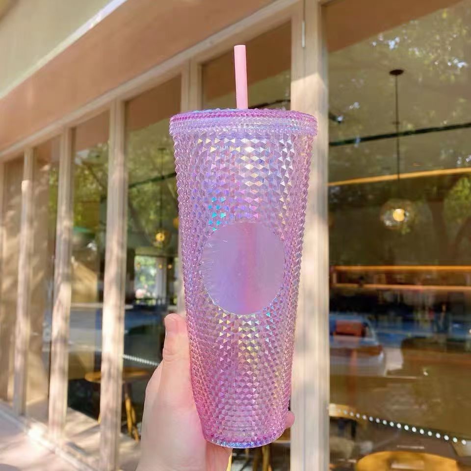 24oz Personalized Starbucks Mugs Iridescent Bling Rainbow Unicorn Studded Cold Cup Tumbler coffee mug with straw DHL
24oz Personalized Starbucks Mugs Iridescent Bling Rainbow Unicorn Studded Cold Cup Tumbler coffee mug with straw DHL