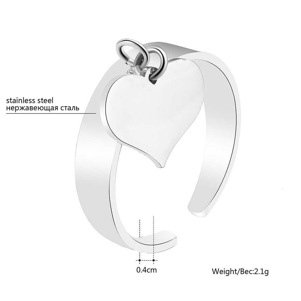 Band Rings Stainless Steel Rings for Women Female Gold Silvery Heart Charm Adjustable Wedding Rings 2022 Trend Jewelry Gifts Free Shipping G230213