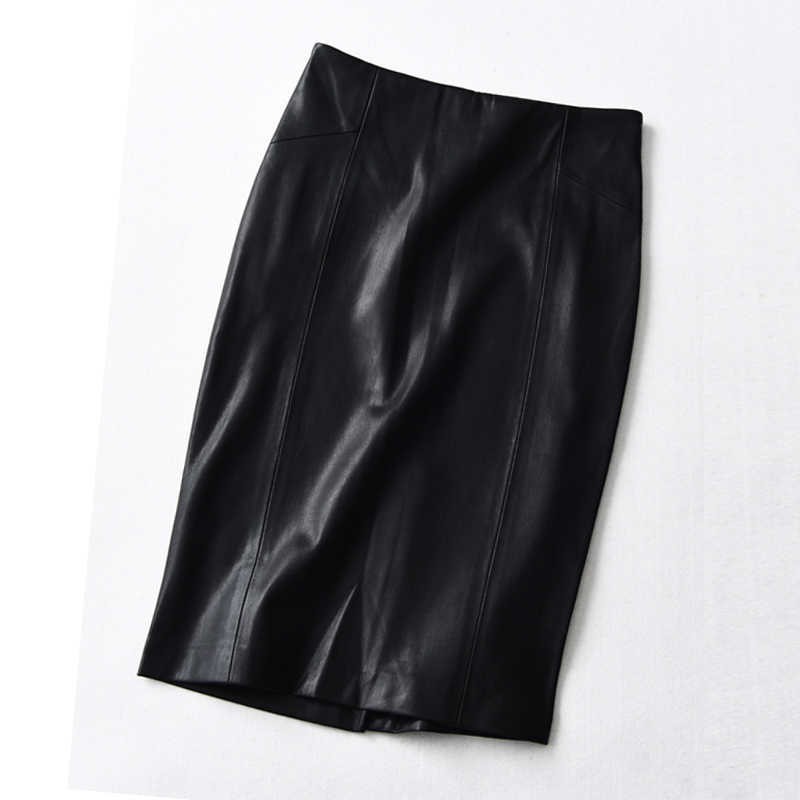 Women Sexy Soft PU Leather Pencil Midi Skirt Autumn Ladies Package Hip Back Split Faux Burgundy Coffee 210619