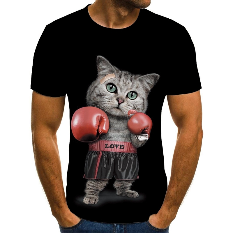 Summer fun men's and women's short-sleeved cool chimpanzee/cat 3D printed boxing gloves cat casual children's T-shirt, Xxm019
Summer fun men's and women's short-sleeved cool chimpanzee/cat 3D printed boxing gloves cat casual children's T-shirt, Xxm019