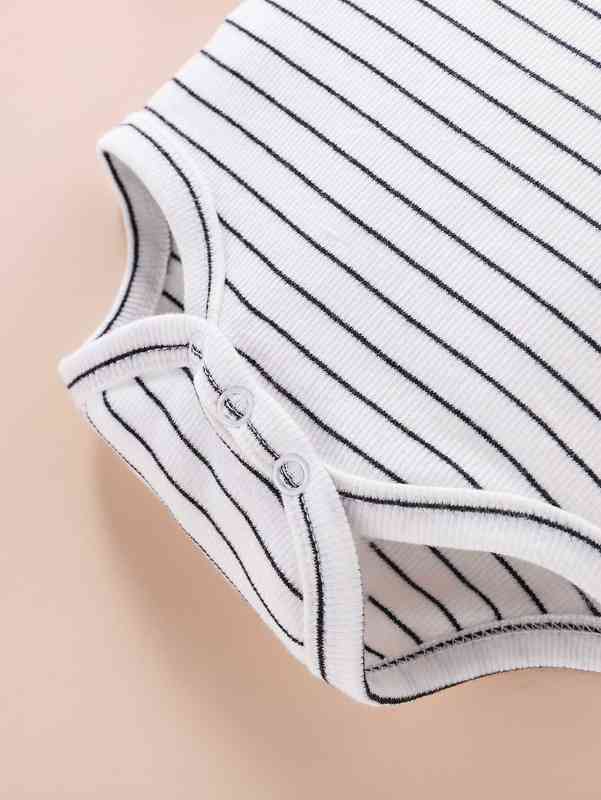 Baby Striped Ruffle Trim Bodysuit & Leggings SHE