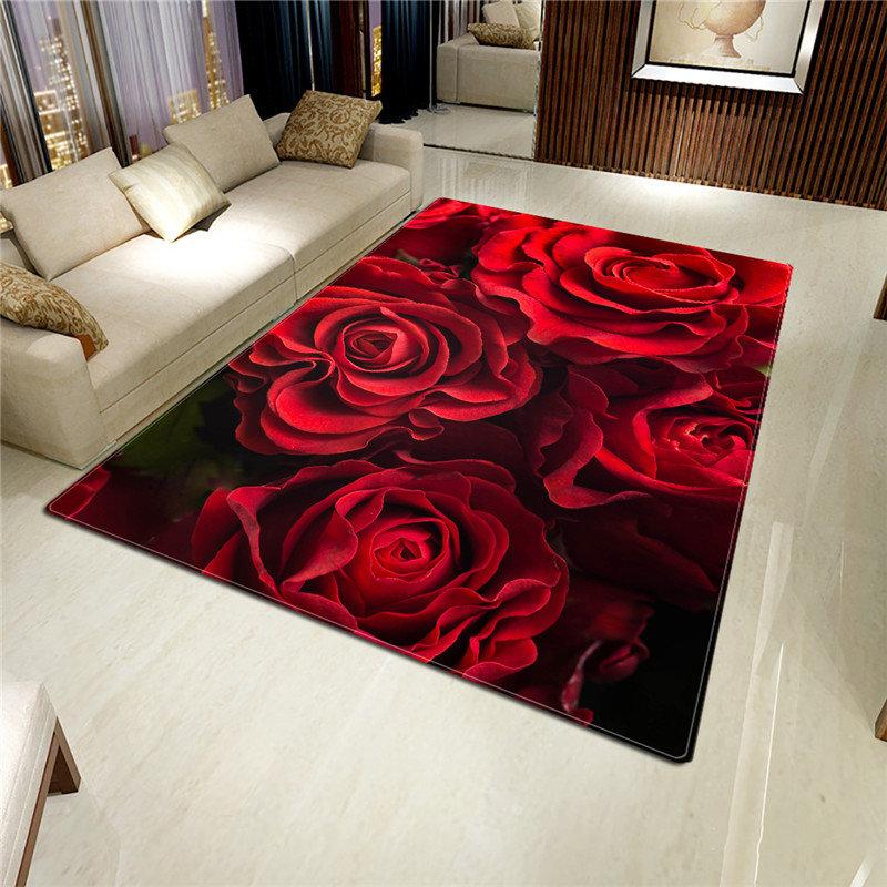 Carpets 2021 Rose Carpet 3D Mat For Living Room Flower Rug Bathroom Anti-slip Absorb Kitchen Home Decor Doormat Custom