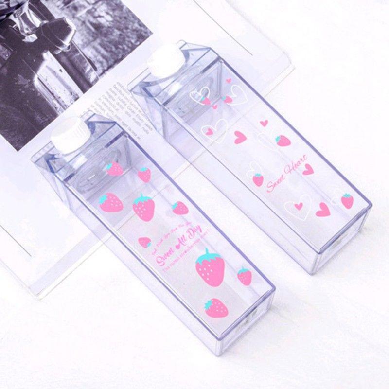 Water Bottles 2021 Portable Milk Box Strawberry Cherry Safety And Non-toxic Drinking Bottle Outdoor Camping Sports